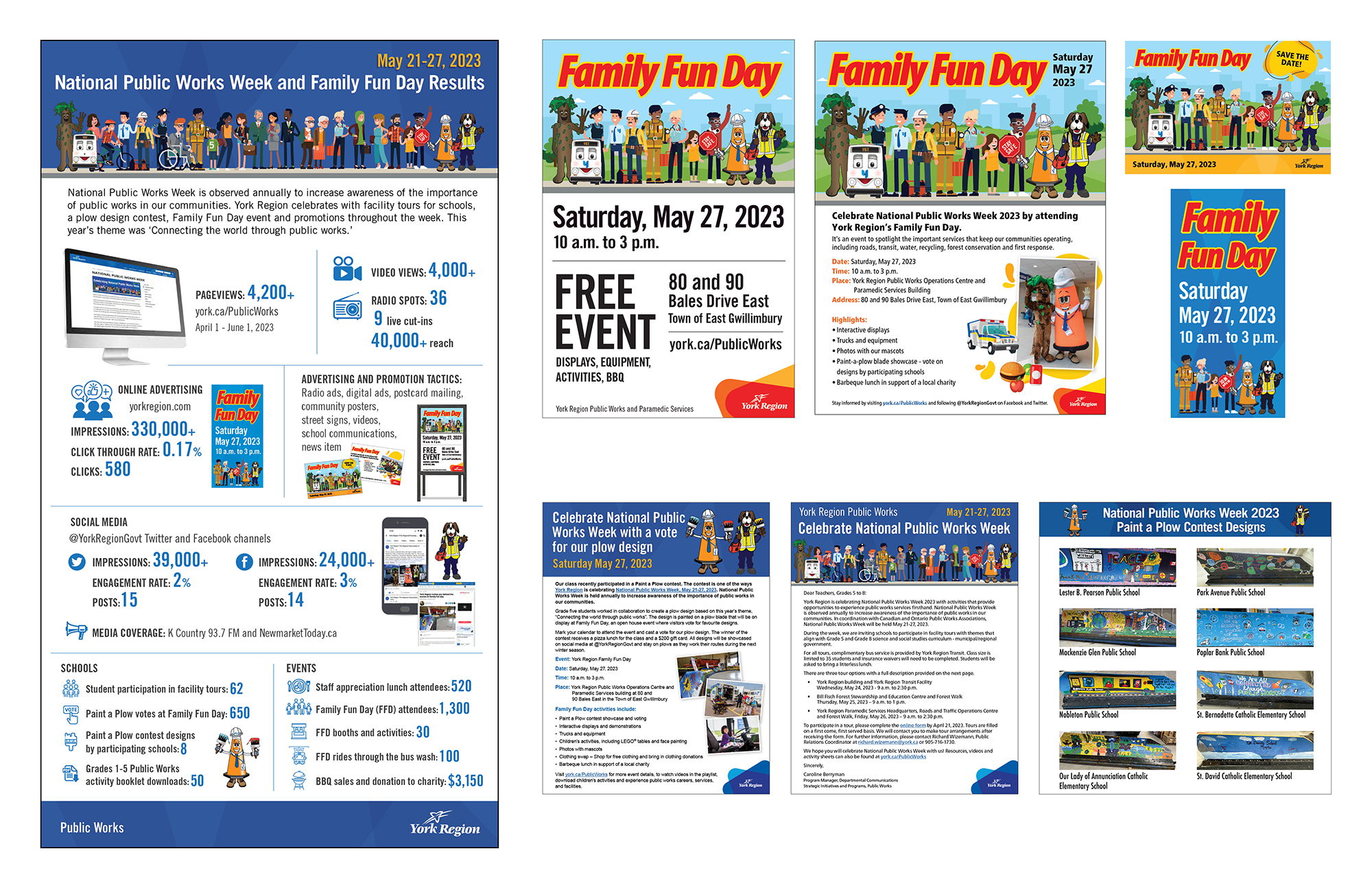 National public work week and Family fun day campaign elements