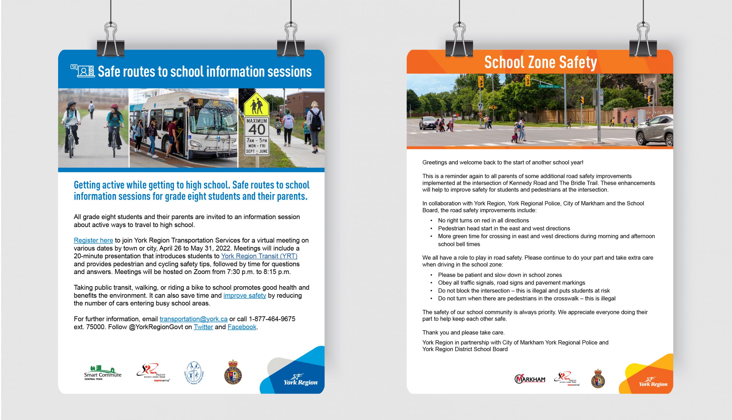 York Region Safety campaign school e-newsletters